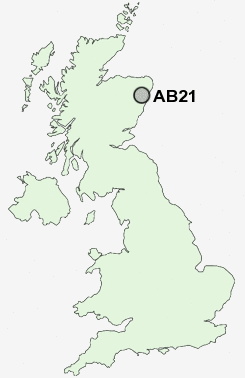AB21 Postcode map