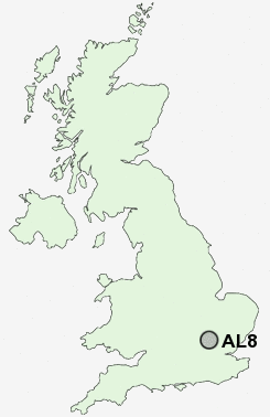AL8 Postcode map