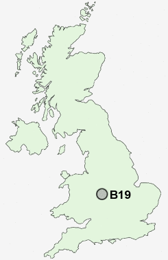 B19 Postcode map