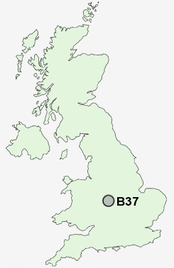 B37 Postcode map