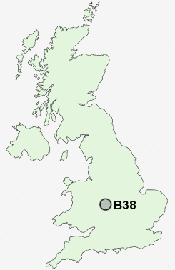 B38 Postcode map