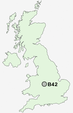 B42 Postcode map