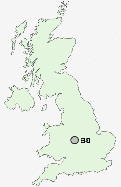 B8 Postcode map
