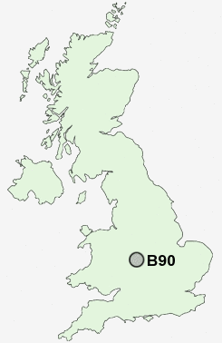 B90 Postcode map