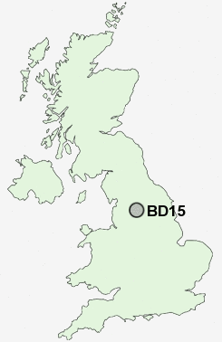 BD15 Postcode map