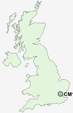 CM15 Postcode map