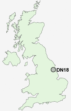 DN18 Postcode map