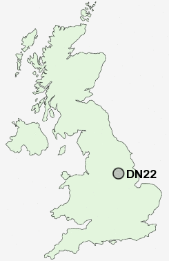 DN22 Postcode map