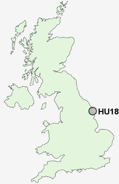 HU18 Postcode map