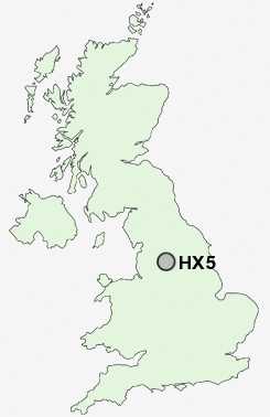 HX5 Postcode map