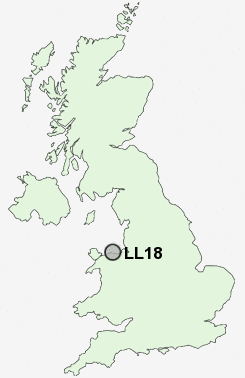 LL18 Postcode map