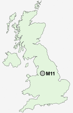 M11 Postcode map