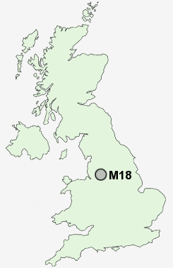 M18 Postcode map