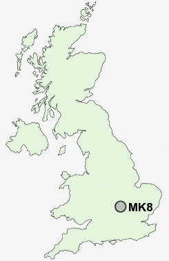 MK8 Postcode map