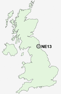 NE13 Postcode map