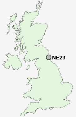 NE23 Postcode map