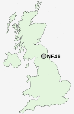 NE46 Postcode map