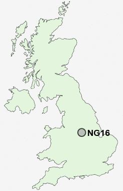 NG16 Postcode map