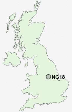 NG18 Postcode map