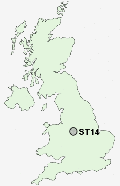ST14 Postcode map