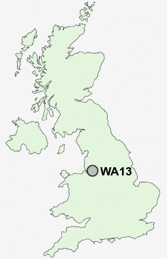 WA13 Postcode map