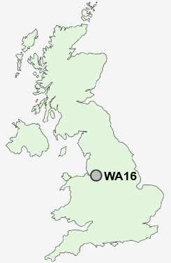 WA16 Postcode map