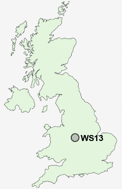 WS13 Postcode map