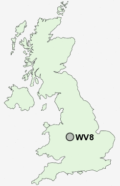 WV8 Postcode map
